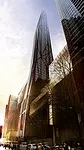 The top of the hotel and condo tower that soon will begin to rise next to the Museum of Modern Art tapers to fit within a pair of sky exposure planes that converge from two streets. The building, desi