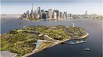 Aerial view of the Exchange, with forms designed to evoke the landscapes and hills of Governors Island