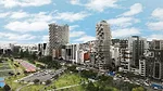 high-rise apartments facing a large park in quito, ecuador
