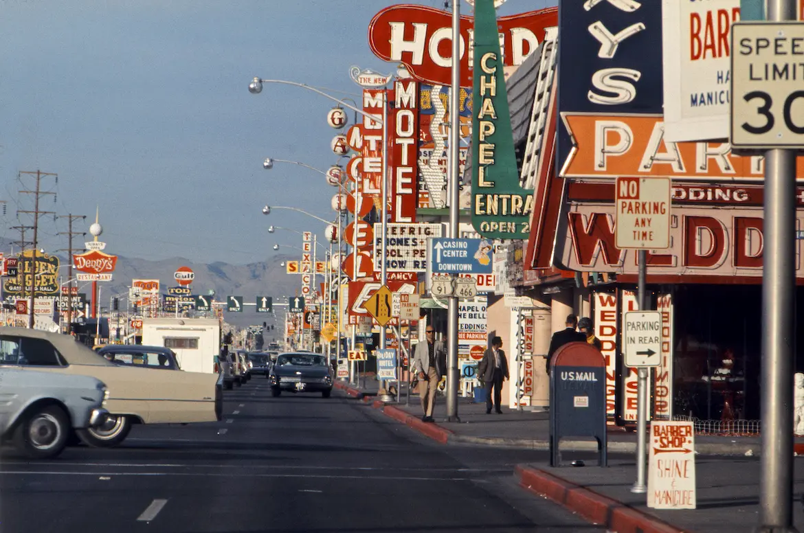60s-era neon signage in las vegas.