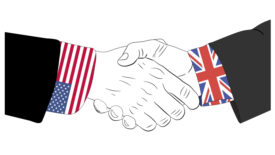 illustration of uk and us shaking hands