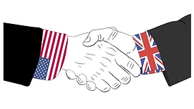 illustration of uk and us shaking hands