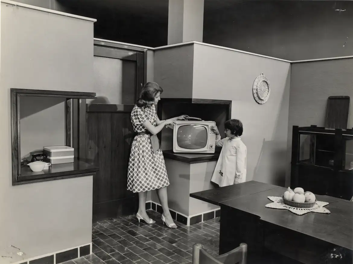 an archival photo of a domestic scene