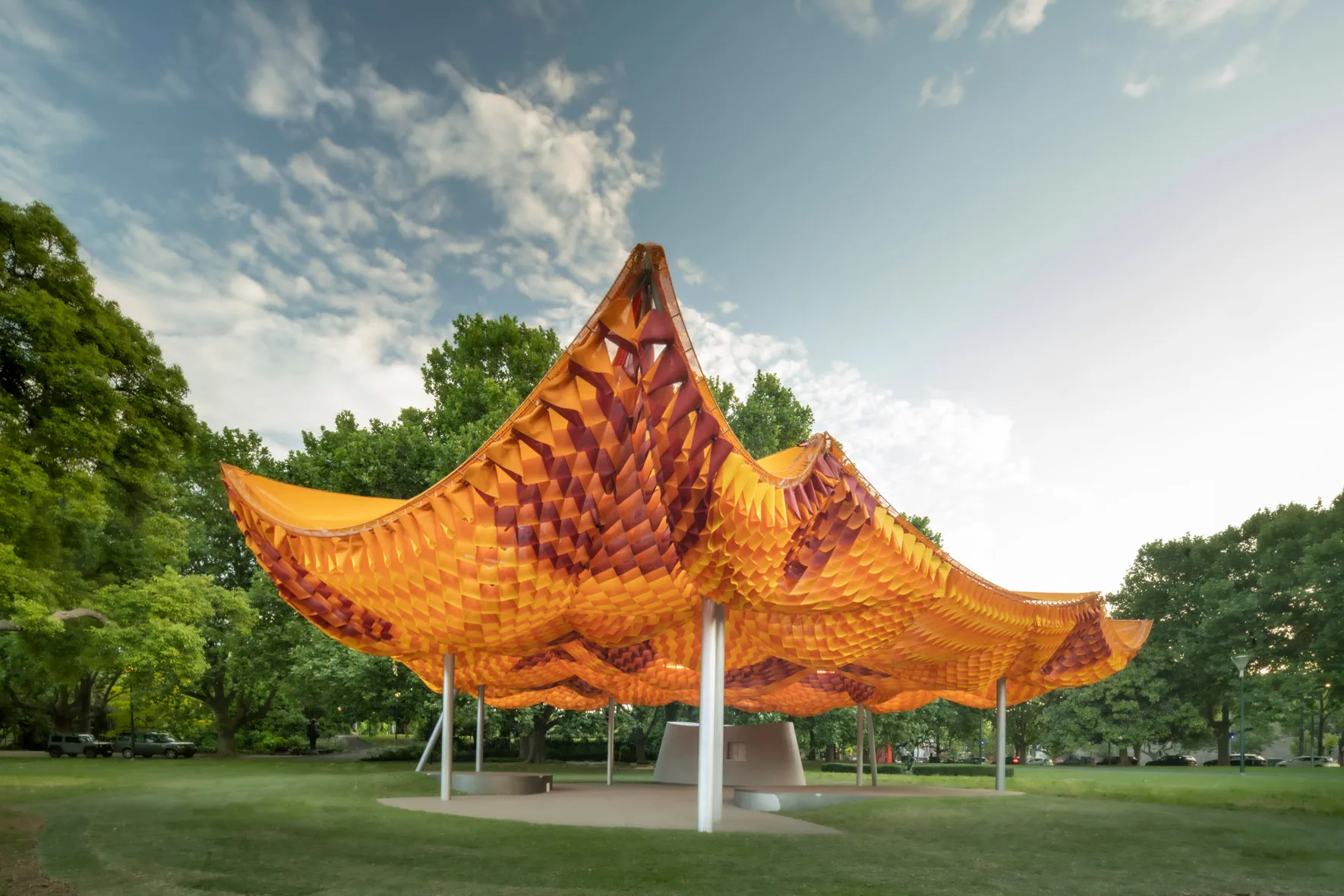 a temporary pavilion at a park in melbourne