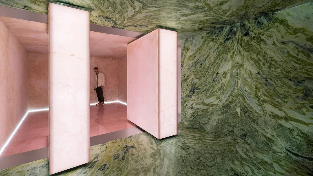 OMA and Dutch stone company SolidNature collaborated on a marble-and-onyx labyrinth