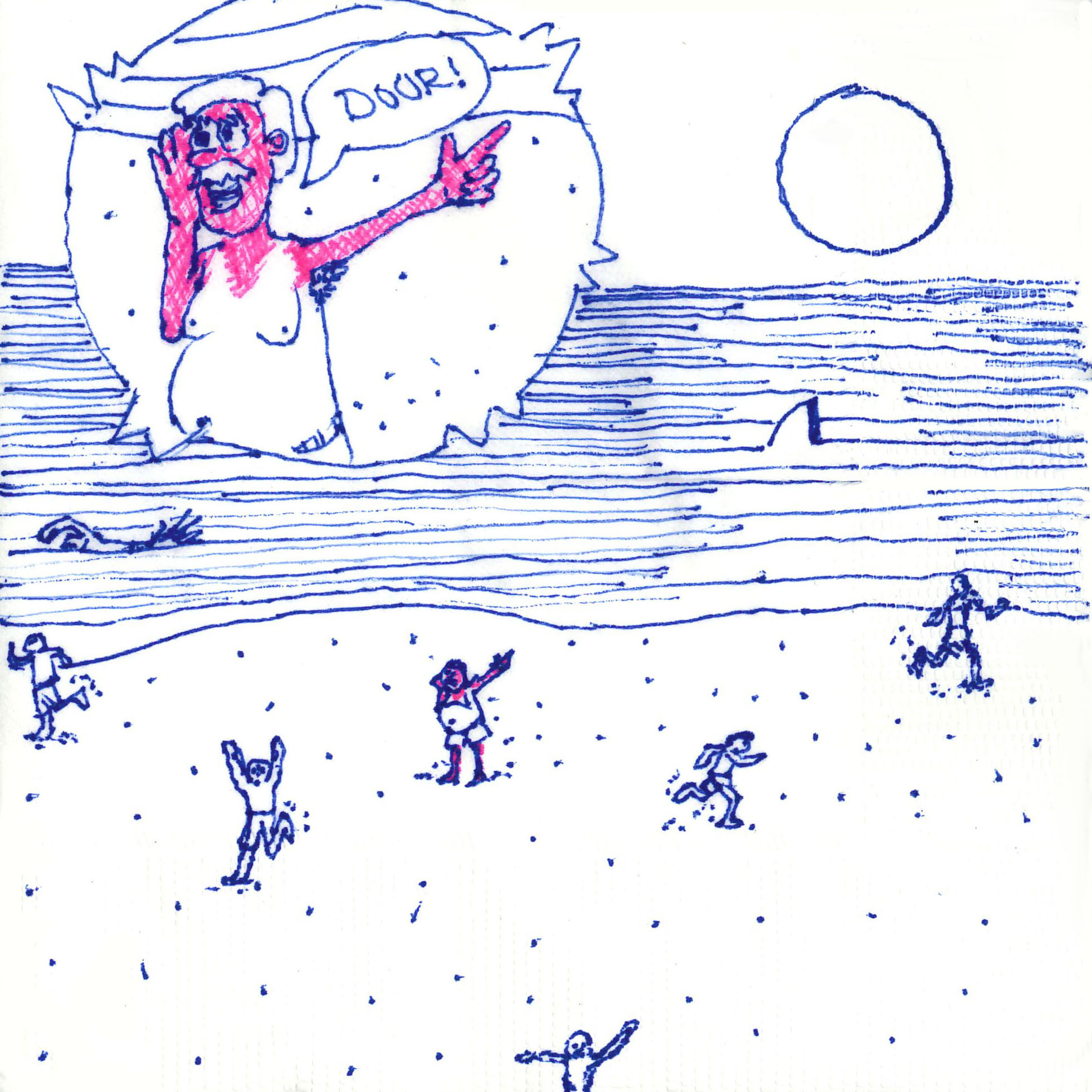 Comic of people on the beach.