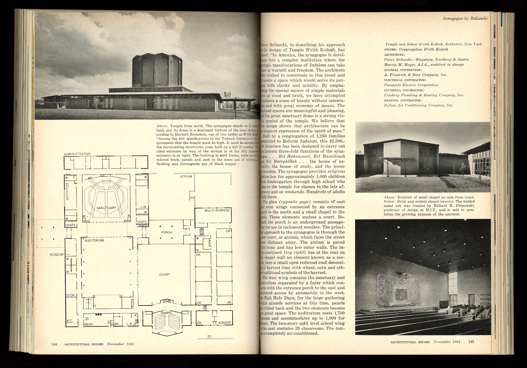 Temple B’rith Kodesh, RECORD November 1963