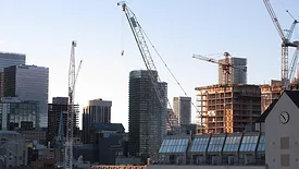 Construction cranes on toronto skyline