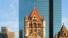Trinity Church and Hancock Tower in Boston