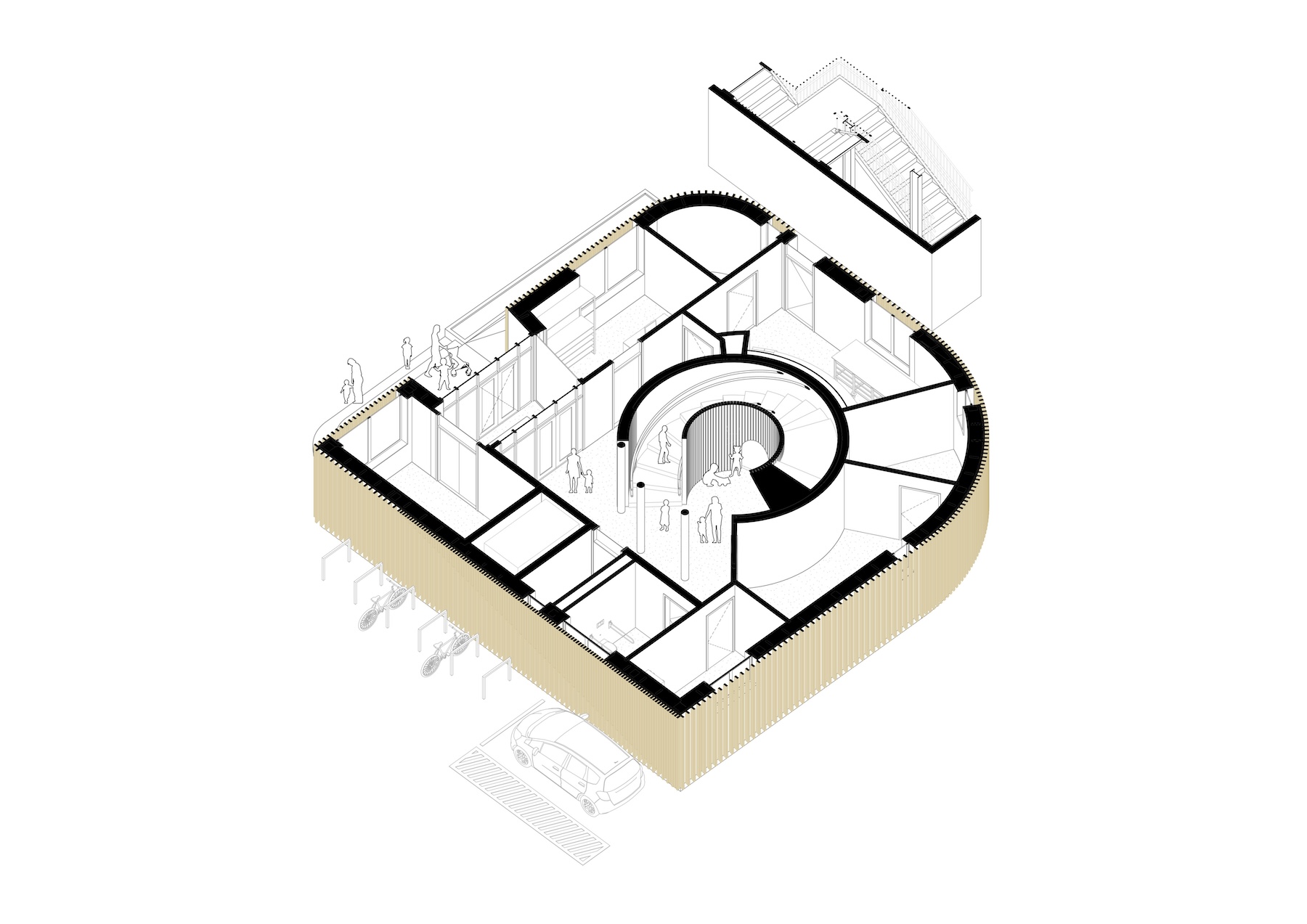 Drawing of daycare center, at the Technical University of Munich