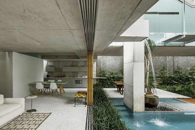 Angelo Bucci completed this private residence in downtown São Paulo last year. It features a garden and a rooftop swimming pool.
