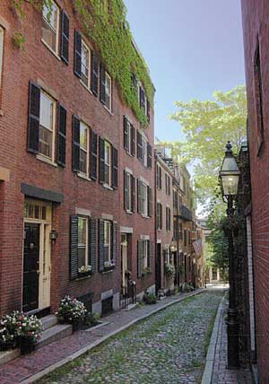 A street in Boston’s historic Beacon Hill neighborhood.