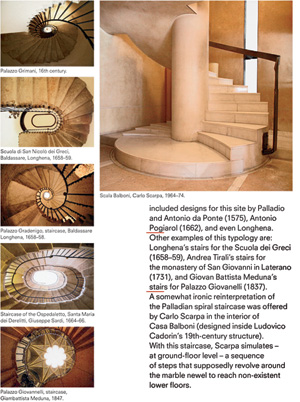 In analyzing architectural components significant to Venice’s heritage, Foscari compares such elements as stairs by Carlo Scarpa (above) with historic predecessors.