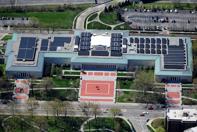 More than 2,000 solar panels cover 60 percent of the museums roof, making the system one of the largest solar installations in Ohio.