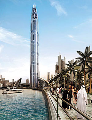 In Dubai, construction of the planned 1-kilometer-tall Nakheel Tower is delayed.
