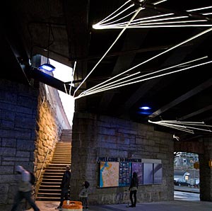 a permanent lighting installation for a Brooklyn Bridge underpass