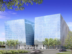 Developer Tishman Speyer commissioned Krueck + Sexton to design two 12-story, glass-clad office buildings in Washington, D.C.