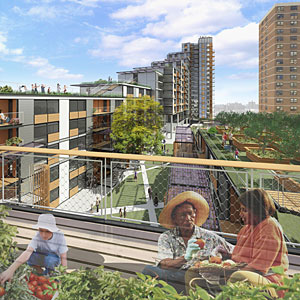 Via Verde, a multifamily project designed by Grimshaw Architects and Dattner Architects, is planned for the South Bronx. 