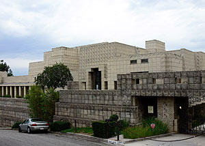 The Ennis House consists of more than 20,000 16-inch-by-16-inch concrete blocks. The house’s design was inspired by ancient Mayan temples.